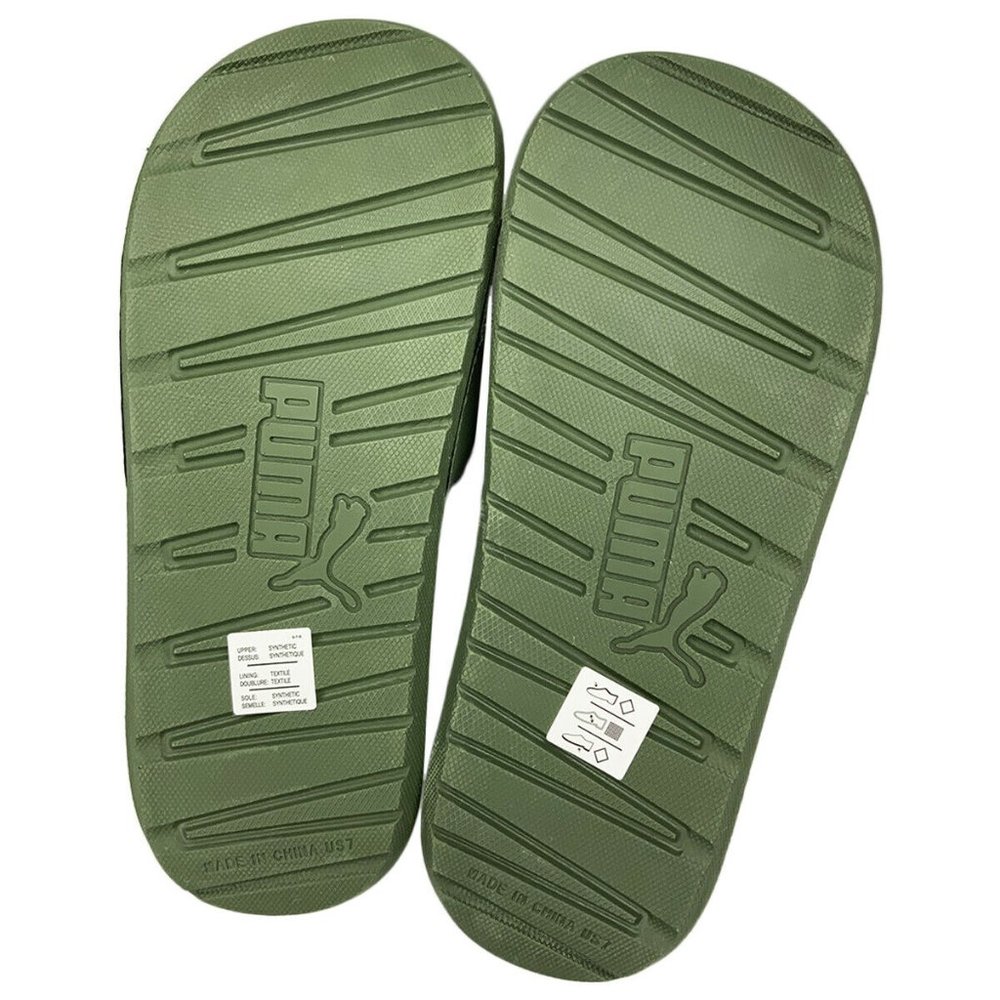 NWT PUMA WOMEN GREEN GOLDEN SLIP ON SLIDES SANDALS - Picture 4 of 4